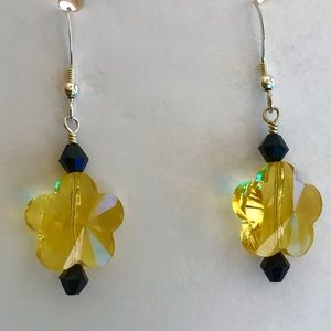 Gold and black Crystal earrings